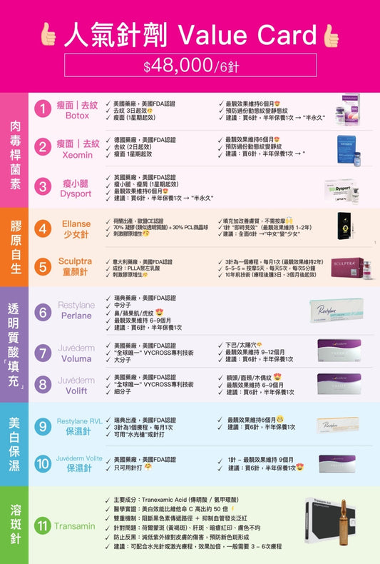 人氣針劑 Value Card